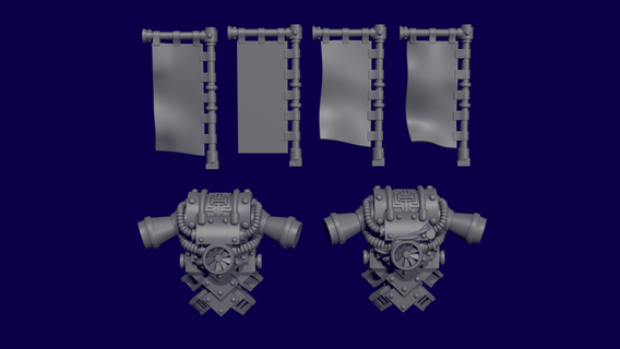warhawk backpacks & banners 3d printing 40000 42k miniature imperium white scars space marine horus heresy 3d print model - Mito3D