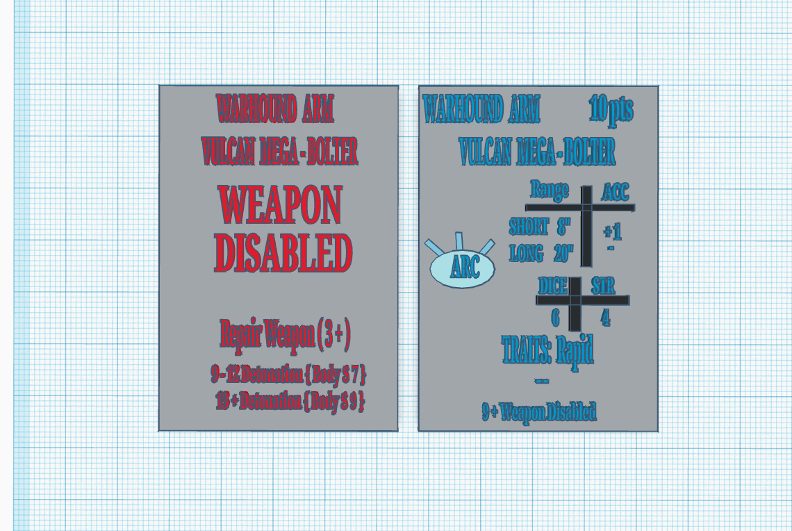 perro guerra titán alterno vulcano mega bolter arma tarjeta adeptus titanicus épico 40k megabolter vmb 3D print model - Mito3D