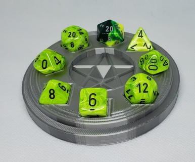 warlock pentagram dice tray d20 polyhedral dodecahedron tabletop dungeons dragons pathfinder miniature 20mm 22mm 3d print model - Mito3D