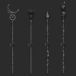 warlock sorcerous staff collection dust thousand sons games magic 3d print model - Mito3D