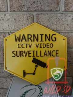 warning cctv video surveillance sign camera home gate fence notice family 3d print model - Mito3D