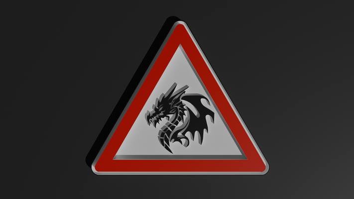 avertissement dragon signe panneau attention décoration chambre signalétique drôle fantastique 3d print model - Mito3D