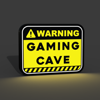 warning gaming cave lightbox led lamp 3d print model - Mito3D
