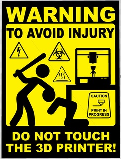 warning sign 3d printing hot hazzard touch dont 3d print model - Mito3D