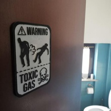 warning toxic gas home danger bathroom toilet virus sign 3d print model - Mito3D