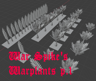 warplants part 1 base tabletop scifi 28mm deco plants space 3d print model - Mito3D