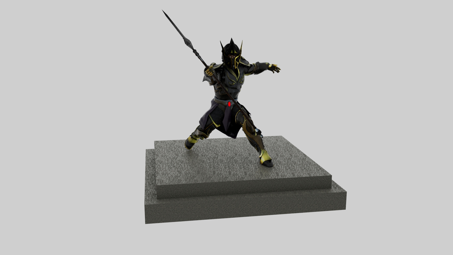 warrior fight figure 3d artisanal craft black ares shout 3D print model - Mito3D