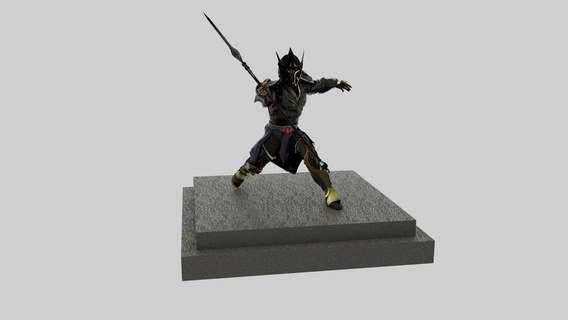 guerriero combattimento figura 3d artigianale mestiere nero ares urlo 3d print model - Mito3D