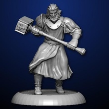 warrior hammer game paladin cleric gloomhaven roleplaying role playing dungeon dragons boardgames tabletop wargaming wargames miniature fighter 3d print model - Mito3D