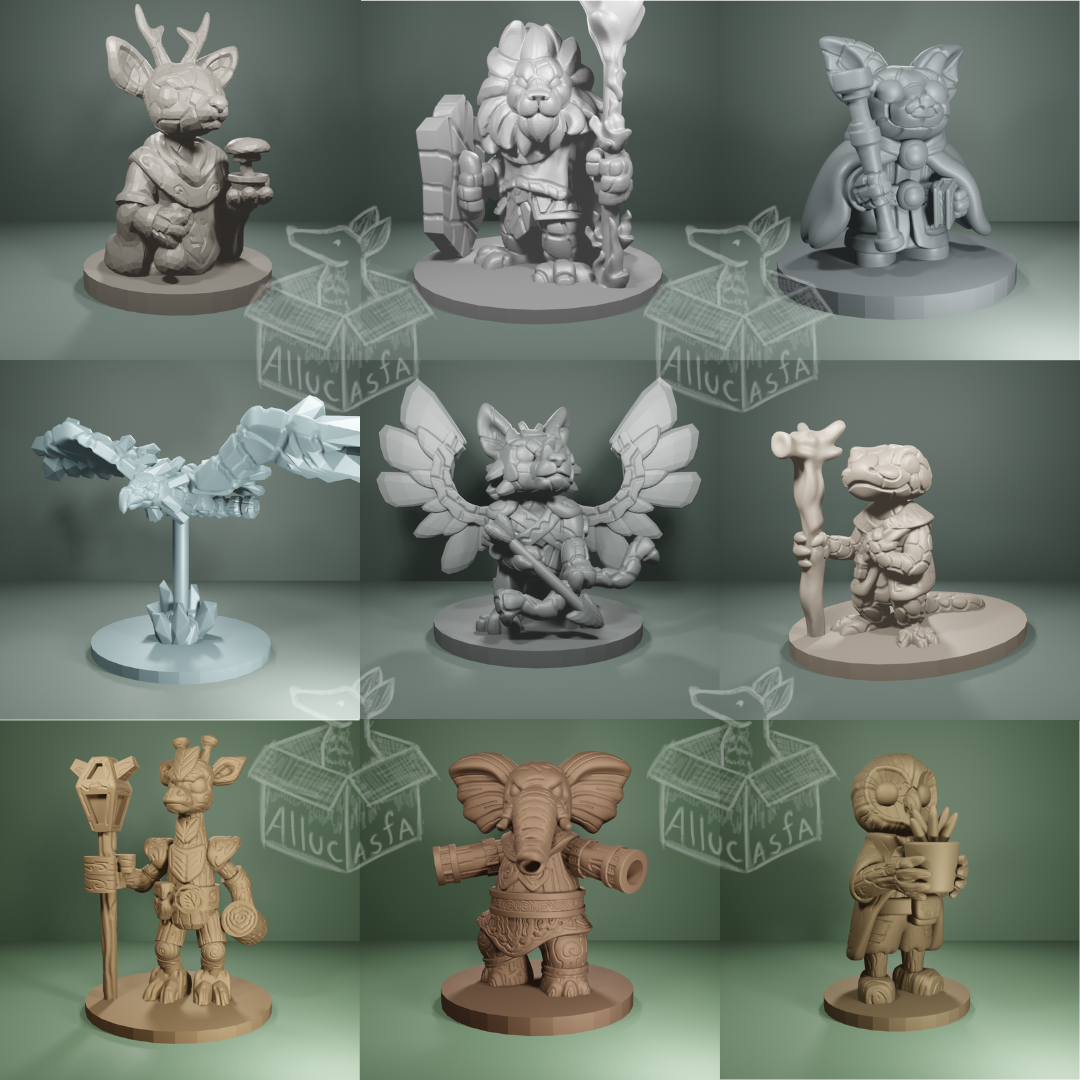 guerreros amigos roca madera tribus juego rock joya tribu rpg miniatura mesa personaje animal bosque guardián soldado musgo iniciar sesión árbol 3D print model - Mito3D