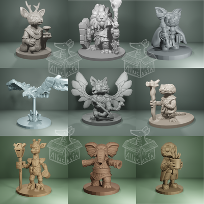 warriors & folks stone wood tribes game rock gem jewel tribe rpg miniature tabletop character animal woodland guardian soldier moss timber log tree forest 3d print model - Mito3D