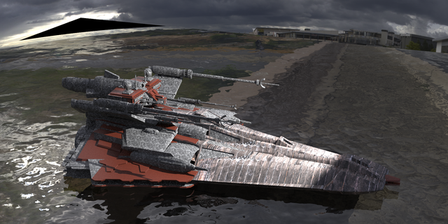 warship - cruiser speeder 6 tatooine starwars space cruise ship mountain rocks alien architectural sci fi 3d print model - Mito3D