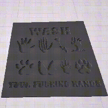 lavar mãos prato arte covid ficar casa Karen 3d print model - Mito3D