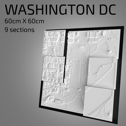 Washington emoldurado lembrança cidade mapa arquitetura miniatura 3D print model - Mito3D