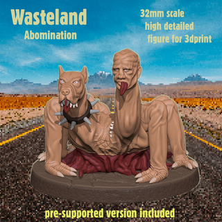 wasteland abomination 32mm figure warfare miniature wargame 1 50 board game high detailed post apoc fallout 3d print model - Mito3D