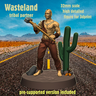 wasteland tribal partner Game 32mm figure warfare miniature free wargame 1:50 board game high detailed post apoc 3d print model - Mito3D