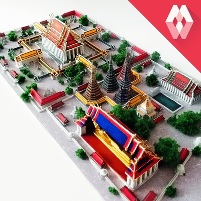 wat pho tempel bangkok thailand asien buddhist asiatisch miniworld3d miniwelt buddha krung 3d print model - Mito3D