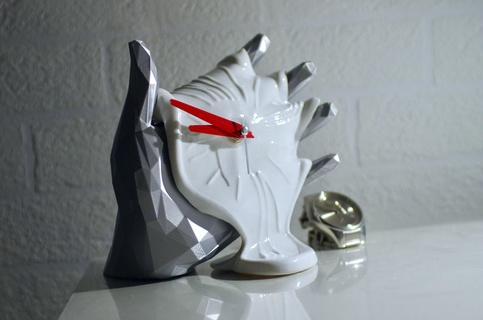 reloj Dali estilo low poly mano hogar casa decoración 3d print model - Mito3D