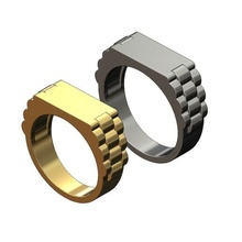 watch links rectangular signet ring 3d print model jewelry printable gold silver sterling menring fashion jewellery luxury classic engravable name engraving link rolex swiss rings 3d print model - Mito3D