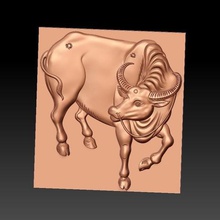 water buffalo art animal nature decoration bull ox bas-relief cnc artcam ornament 3d print model - Mito3D