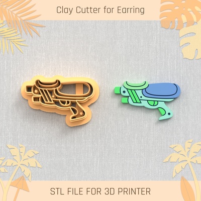 water gun summer clay cutter tools earring turtle beach shell 3d print model - Mito3D