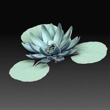 Wasser Lilly Blumen Blätter Blatt high poly printable model Kunst 3d print model - Mito3D