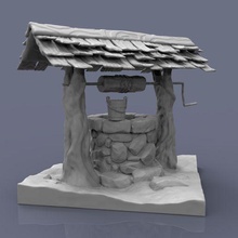 water model 3d printing architecture village stylization garden stone wood aged aging models fantasy bucket rusty boards chain metal exterior roof architectural fixture medieval prop ancient buildings castle source stylized antique wellspring retro handmade cartoontoon house forest town farm miniature peasant tiles 3d print model - Mito3D
