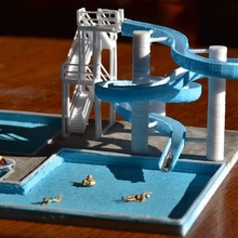 Su kaymak merdiven 1 160 ho 87 ölçek su kaydırağı Chelle Echelle mimari model yapımı 3d print model - Mito3D