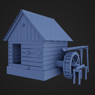 water turbine shed shack mill paddle generator stream house 3d print model - Mito3D