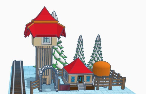 acqua torre guardia ferrovia linee ferroviarie Torre Casa miniature capannone casa sull'albero stazione treno 3d print model - Mito3D