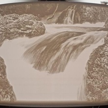 waterfall larches lithophane art 3d print model - Mito3D