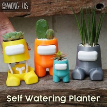 watering planter pot toy game crewmate imposter art plant 3d print model - Mito3D