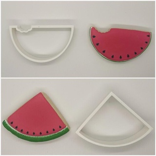 watermelon cookie cutters 3 designs cutter kitchen bake baking fun fast game cooking food fruit animal 3d print model - Mito3D