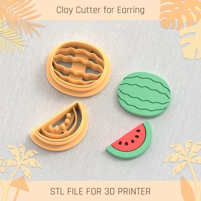 watermelon pack summer clay cutter tools earring turtle beach shell 3d print model - Mito3D