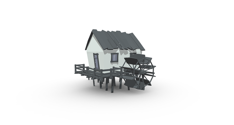 watermill house city city-assets game game-assets toy-art places city-props cityscene architecture poly building home toy houses apartment water showroom store 3d print model - Mito3D