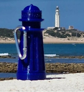 watertight canister ashtray key ring - trafalgar lighthouse bottle threaded ashtrey meca springs cadiz bay cape art sustainable 3d print model - Mito3D