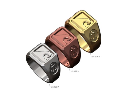 wave anchor sider signet ring us sizes 7 8 9 3d print model sea beach jewelry gold silver printable jewellery luxury bling fashion gents men statement square 3d print model - Mito3D