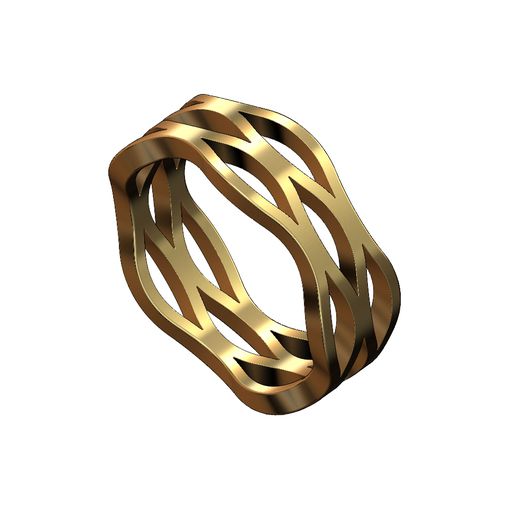 ola malla Moda banda tamaños 5to10 3d impresión modelo joyería joya anillo imprimible oro plata libra esterlina apilable apilador declaración 3D print model - Mito3D