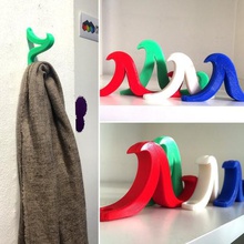 wave home hook coat hanger design wall sea waves house 3d print model - Mito3D