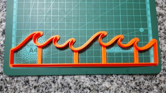 waves outline - cookie cutter stl fondant cold porcelain 3d print model - Mito3D