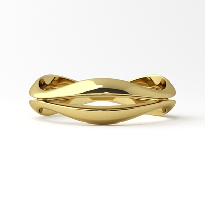 olas anillo oro brillante plata moda imprimible libra esterlina anillos amor pareja joyería joya 3d print model - Mito3D