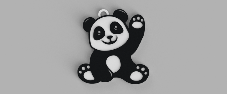 waving panda keychain - pendant earrings 3d print model - Mito3D