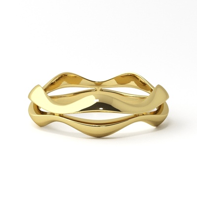 ondulado anillo oro dorado plata libra esterlina blanco rodio diseño moda regalo imprimible elegante ola 3d print model - Mito3D