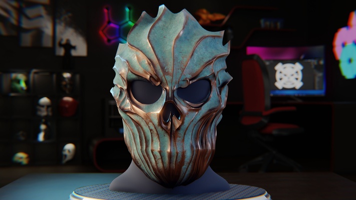 wavy skull wave mask prop props cosplay 3d 3dprinting stl 3dmodel 3d print model - Mito3D
