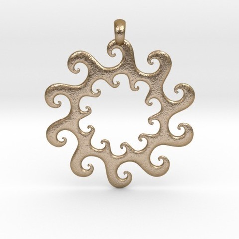 wavy sun pendant jewelry pendulous 3D print model - Mito3D