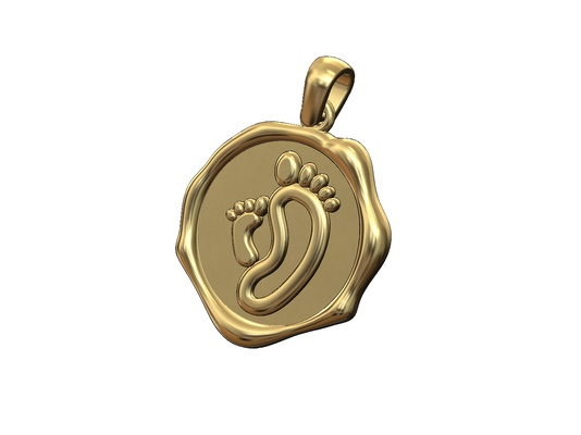 wax seal newborn mom baby foot pendant charm 3d print model jewelry bracelet gold silver stamp fashion jewelry printable necklace jewellery bail 3d print model - Mito3D
