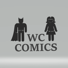 wc fumetti di batman wonderwomen casa porta i servizi igienici dc comics superman meraviglia donne umorismo silhouette 3d print model - Mito3D