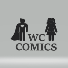 wc-comics superman wonderwomen home wc Tür dc comics batman Wunder Frauen humor silhouette 3d print model - Mito3D