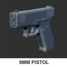 arme pistolet 9mm 3d print model - Mito3D