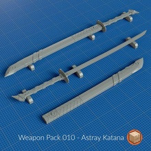 arma pacote 010 extraviado katana arte gundam acessórios 3d print model - Mito3D